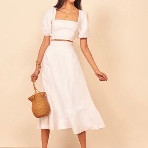 Reformation White linen set NWT
